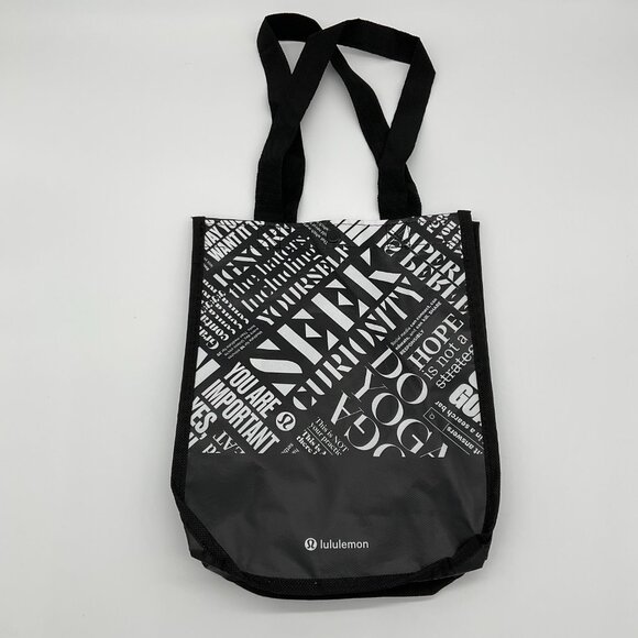 Lululemon Small Black White Logo Reusable Tote Bag - Picture 2 of 7